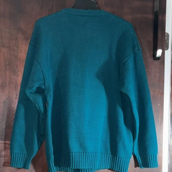 Eddie Bauer Teal 1990s Chunky Snowflake Sweater - Picture 4 of 4
